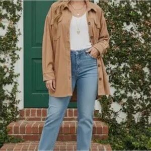 Shacket Long Sleeve Button Down With Pockets Oversized